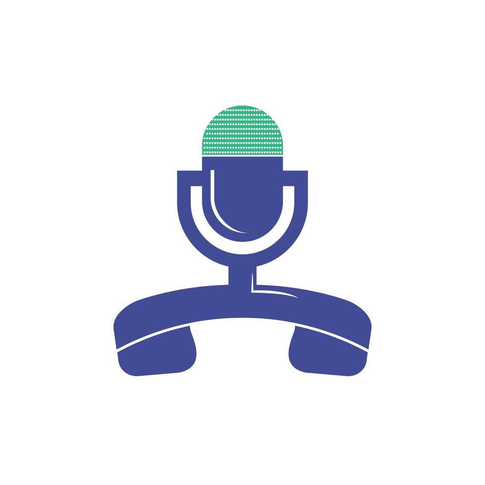 ring upp podcast vektor logotyp design mall. telefonlur med mikrofon ikon logotyp design.