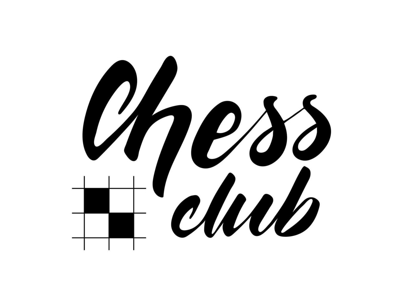 Schachclub - Schwarzweiss-Schriftzug beschriftet auf weißem Hintergrund. Schachclub-Logo. Vektorillustration. vektor