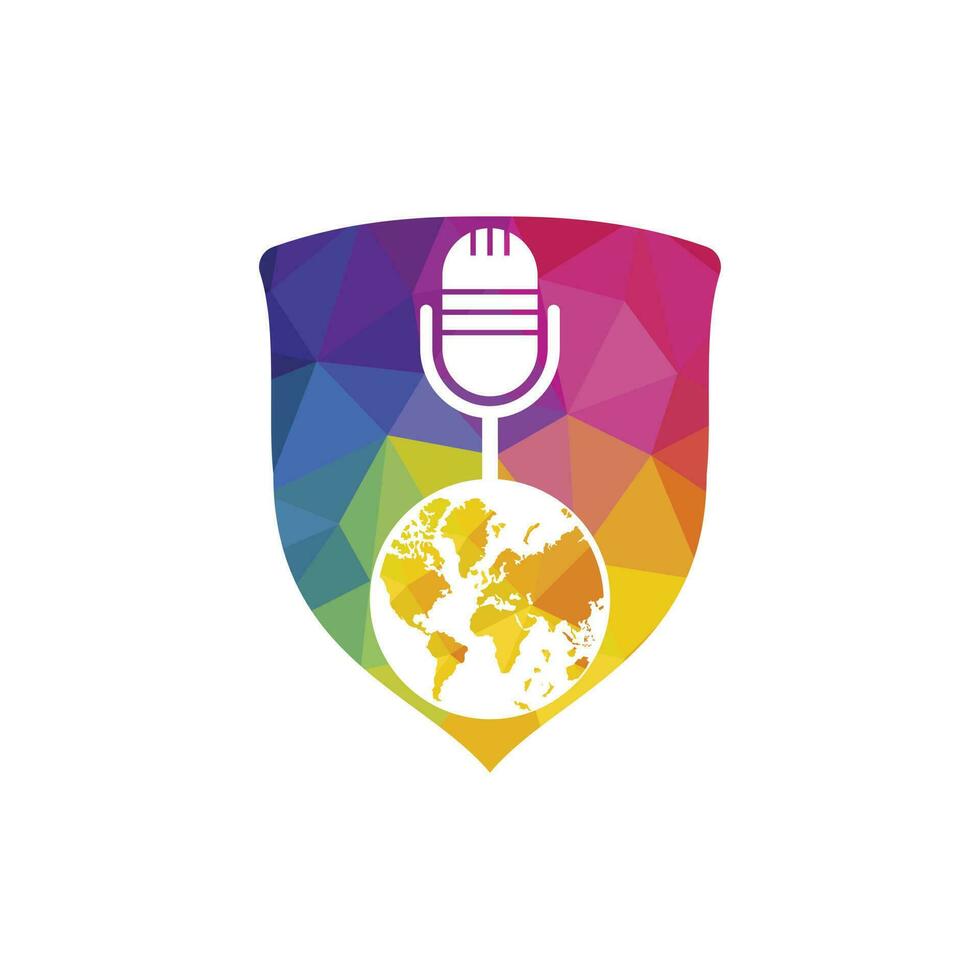 globales Podcast-Logo-Design. Broadcast-Entertainment-Business-Logo-Vorlage-Vektor-Illustration. vektor