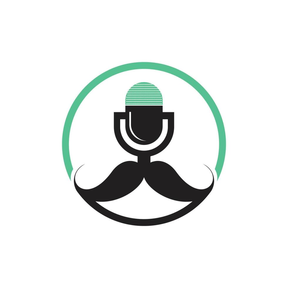 Gentleman-Podcast-Logo-Design-Vorlage. Schnurrbart-Podcast-Symbol. vektor