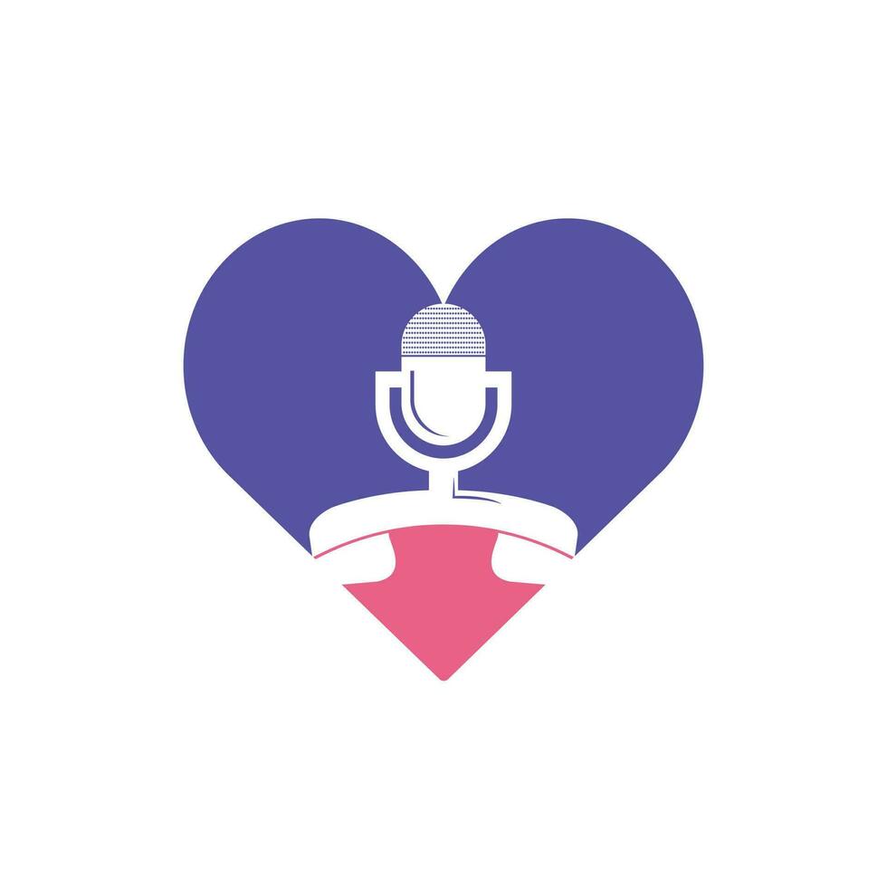 Anruf Podcast Vektor Logo Design Vorlage. Mobilteil mit Mikrofon Symbol Logo Design.