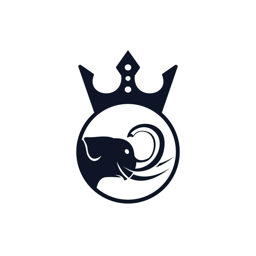 Elefantenkönig Vektor-Logo-Design. elefant mit kronensymbolvorlage. vektor