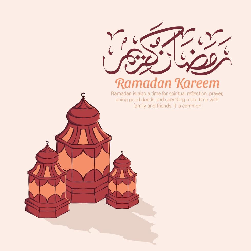 handritad illustration av ramadan kareem eller eid mubarak hälsningskoncept i vit bakgrund. vektor