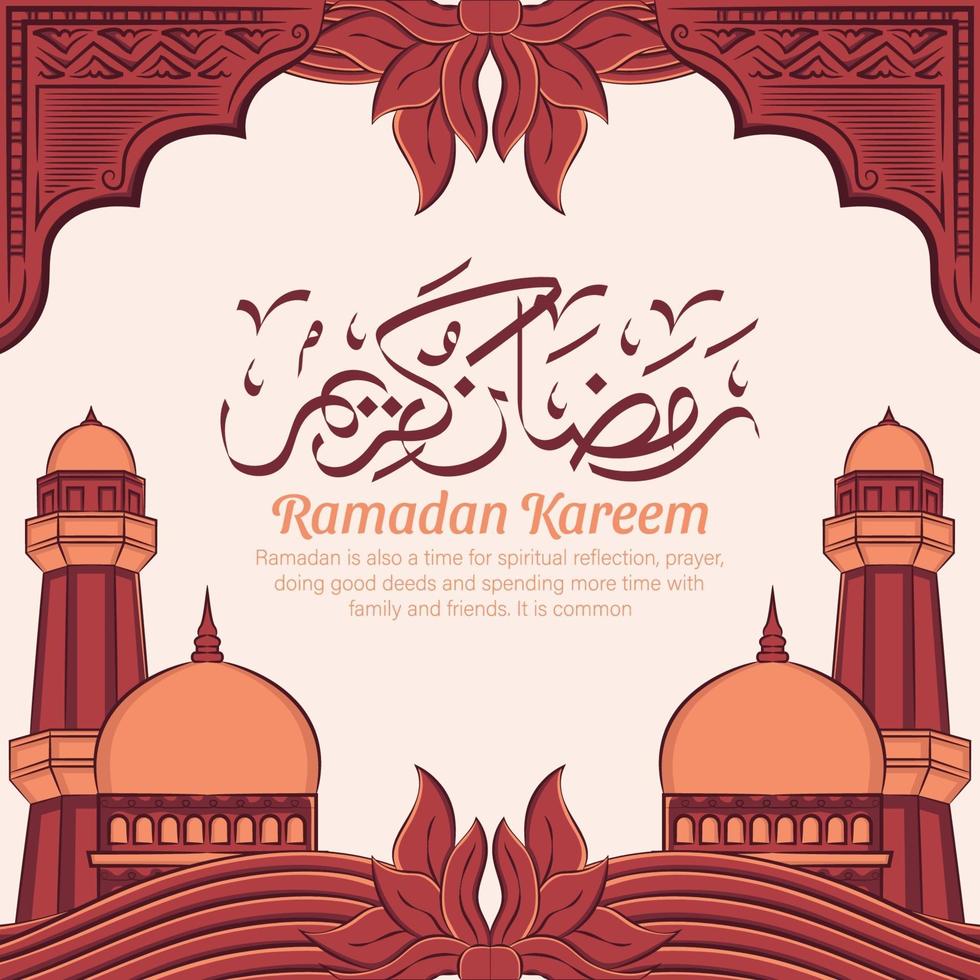 handritad illustration av ramadan kareem eller eid mubarak hälsningskoncept i vit bakgrund. vektor