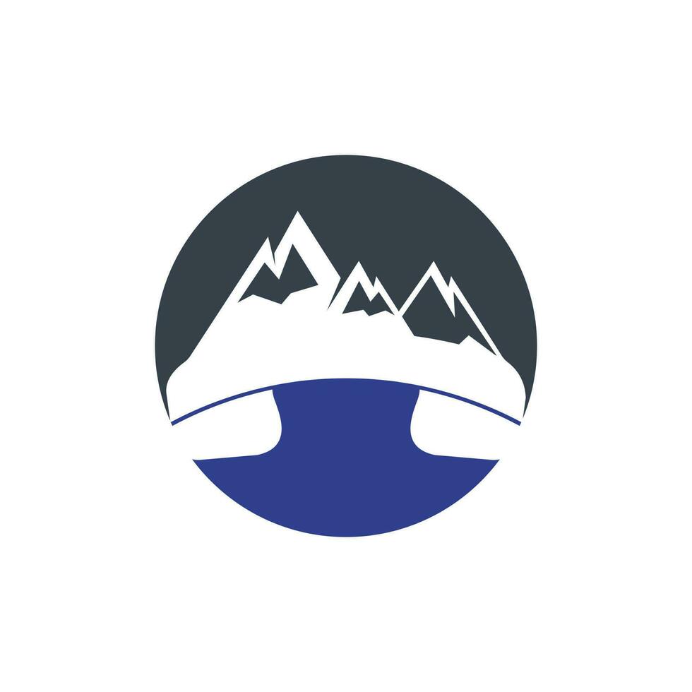 Berg Anruf Vektor Logo Design Vorlage. Mobilteil mit Berg Symbol Logo Design.