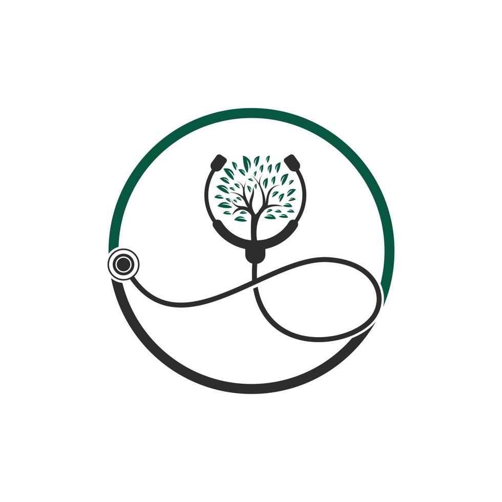 Gesundheits-Stethoskop-Vektor-Logo-Design. Stethoskop mit Baumsymbol-Vektordesign. vektor