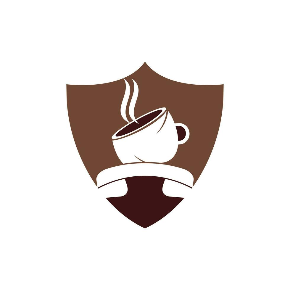 Kaffee-Call-Vektor-Logo-Design. Mobilteil und Cup-Symbol. vektor