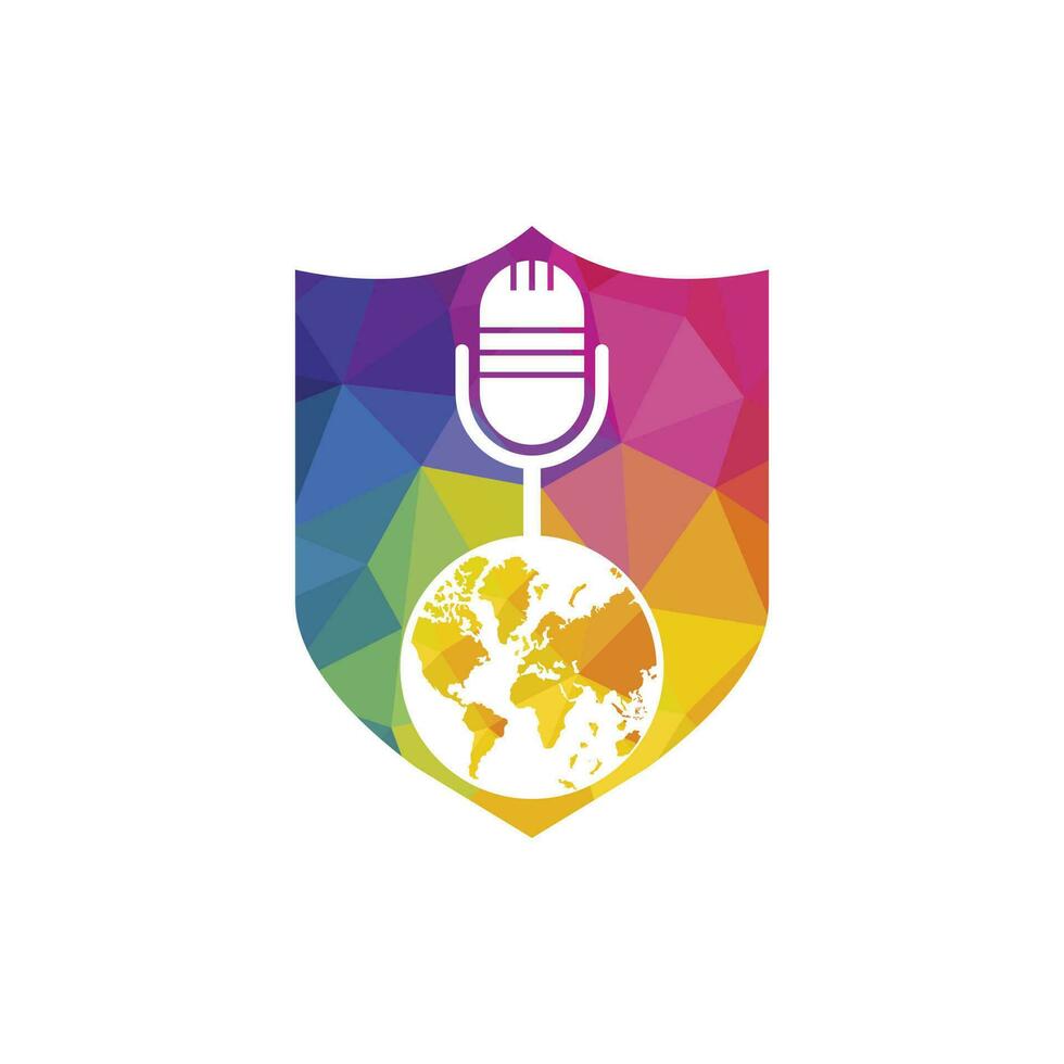 global podcast logotyp design. utsända underhållning företag logotyp mall vektor illustration.