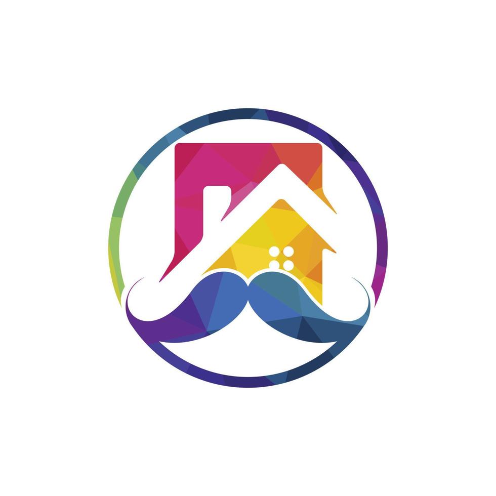 mustasch Hem vektor logotyp design. stark hus logotyp design begrepp.