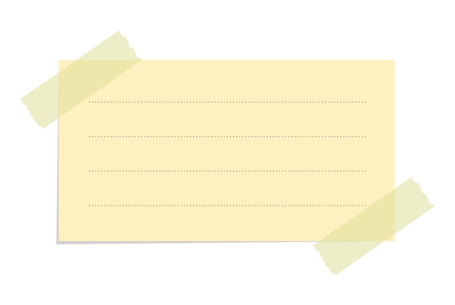 gul klibbig notera vektor illustration mall. tejpade kontor PM papper.