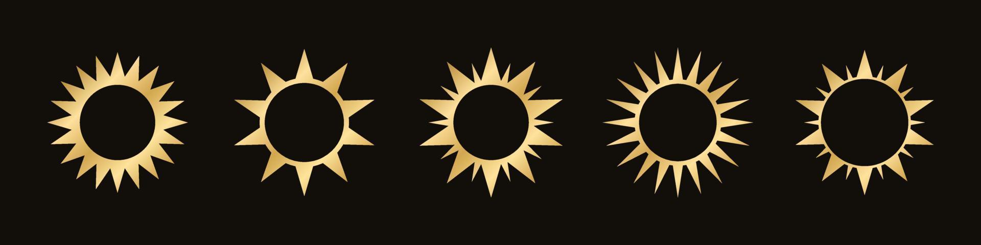 golden Boho himmlisch Sonne Symbol Logo Satz. einfach modern abstrakt Design zum Vorlagen, Drucke, Netz, Sozial Medien Beiträge vektor