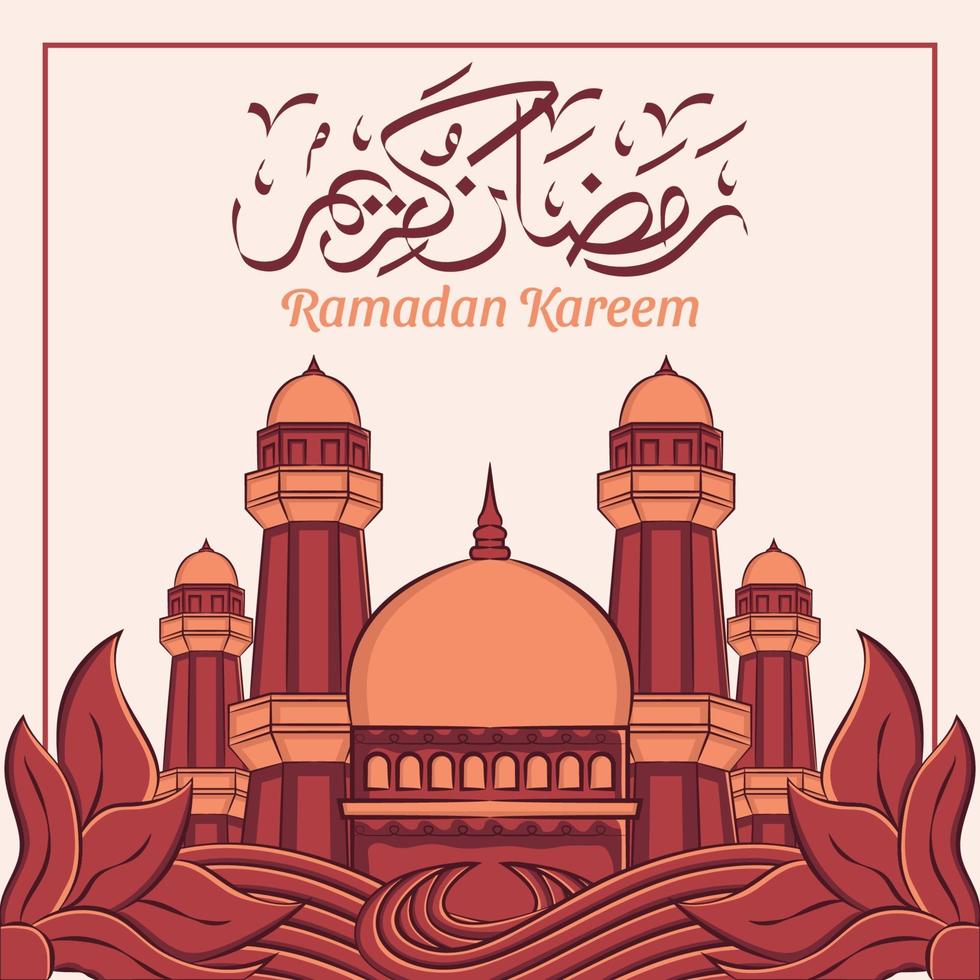 Hand gezeichnete Illustration von Ramadan Kareem Iftar Party Feier. islamischer heiliger Monat 1442 h. vektor