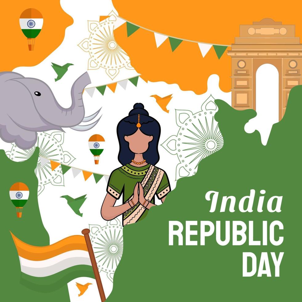Hand gezeichnete Illustration des Tages der indischen Republik vektor