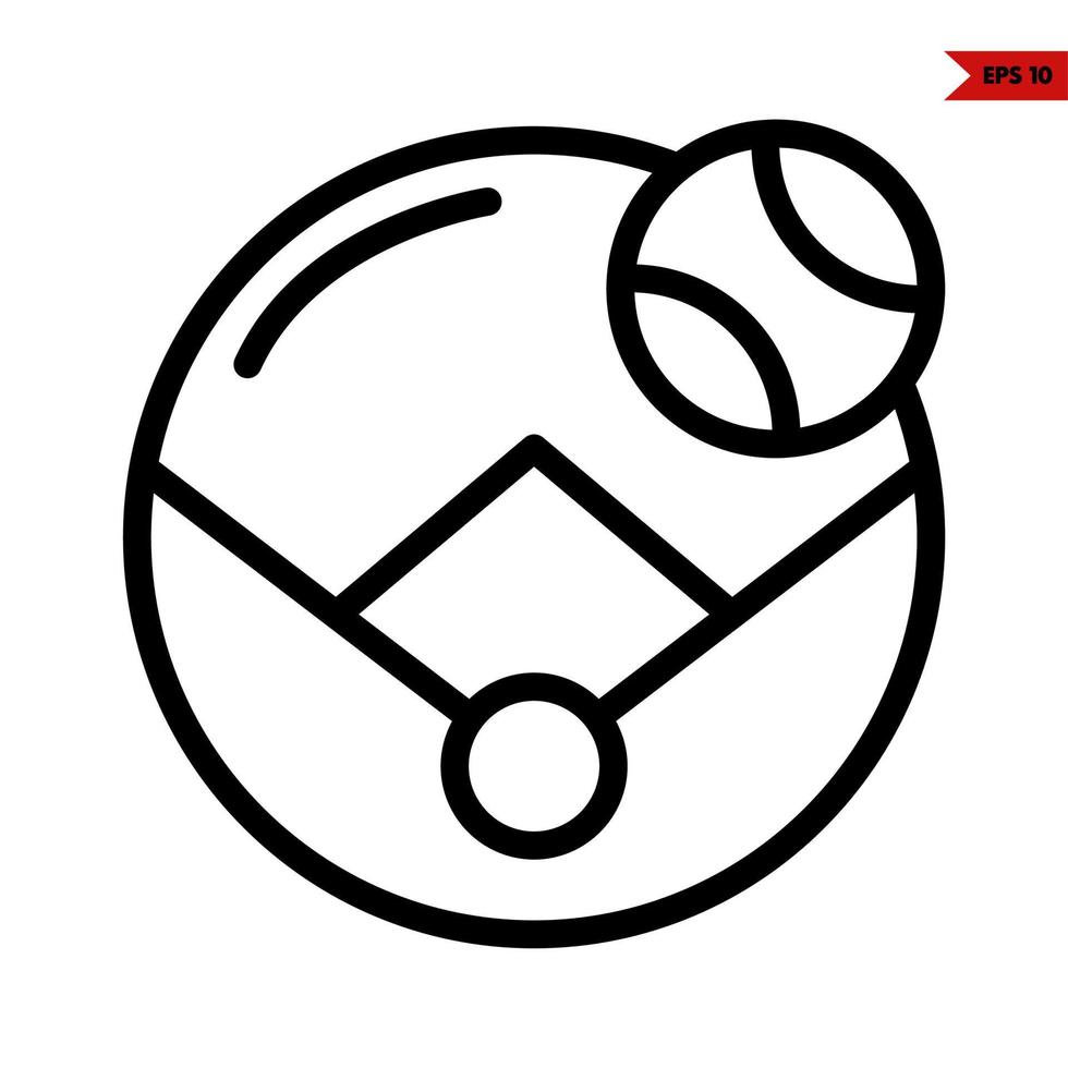Feld mit Ball Linie Symbol vektor