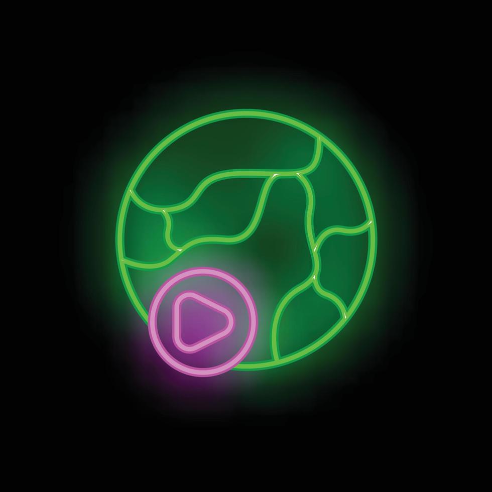 Planet vr Tour Symbol Neon- Vektor