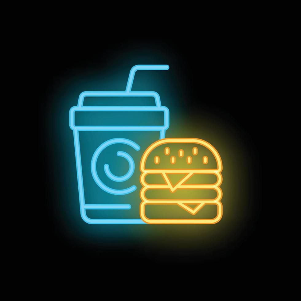 schnell Essen müde Symbol Neon- Vektor