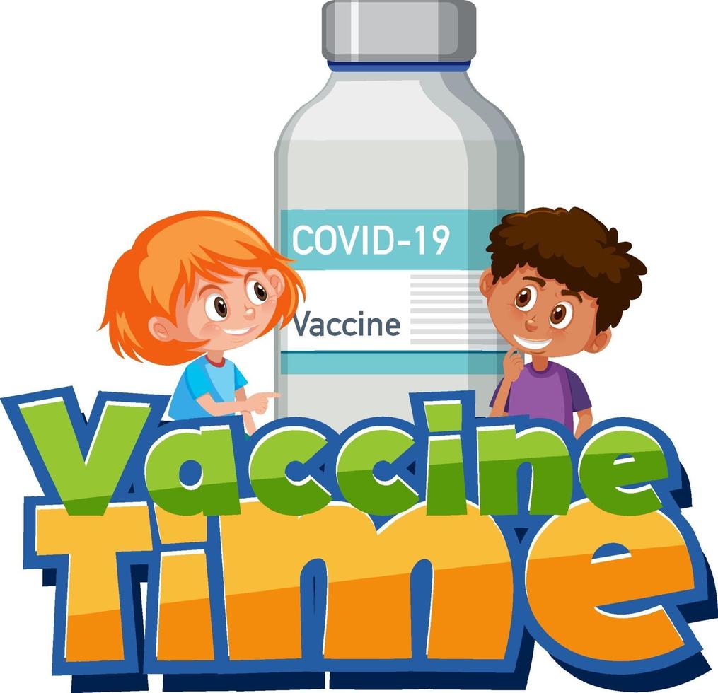 Impfzeitschrift mit Kindern und Impfflasche vektor