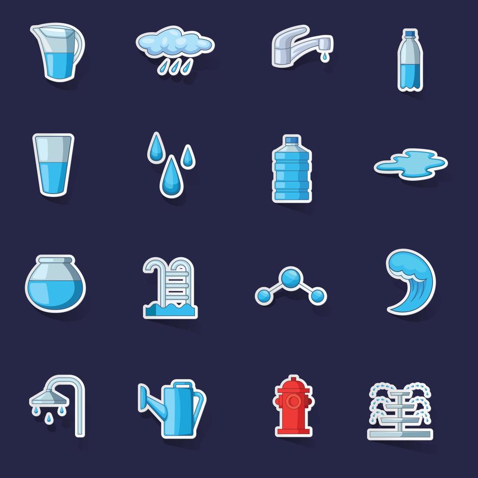 vatten ikoner uppsättning vektor klistermärke