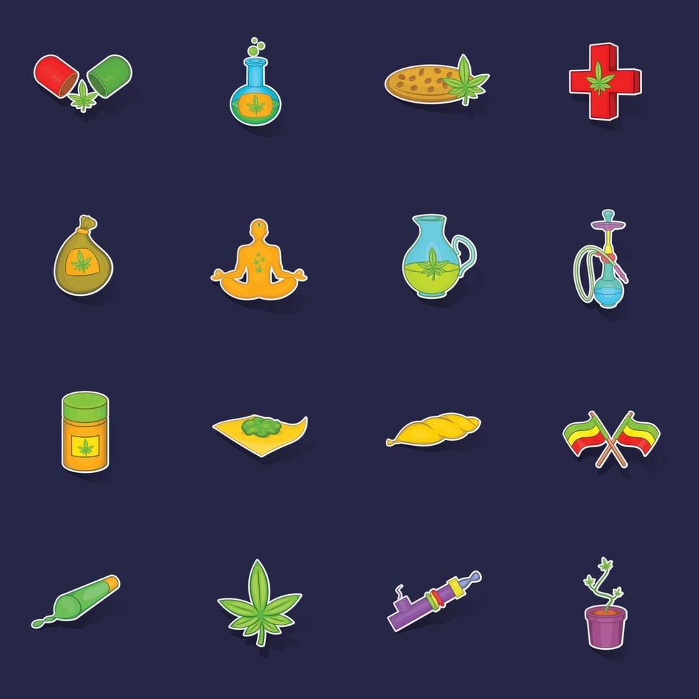 medicinsk marijuana ikoner uppsättning vektor klistermärke