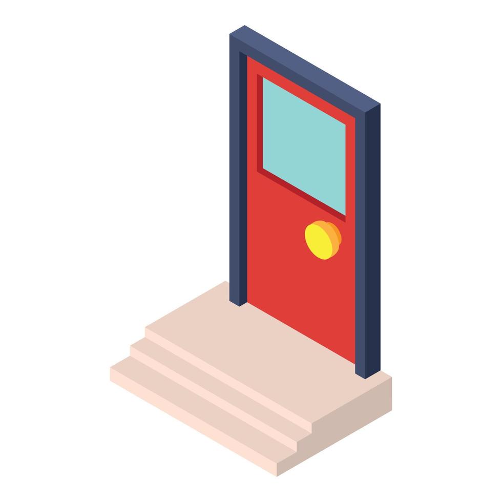 hus ingång ikon isometrisk vektor. ljus röd ingång dörr med tröskel vektor