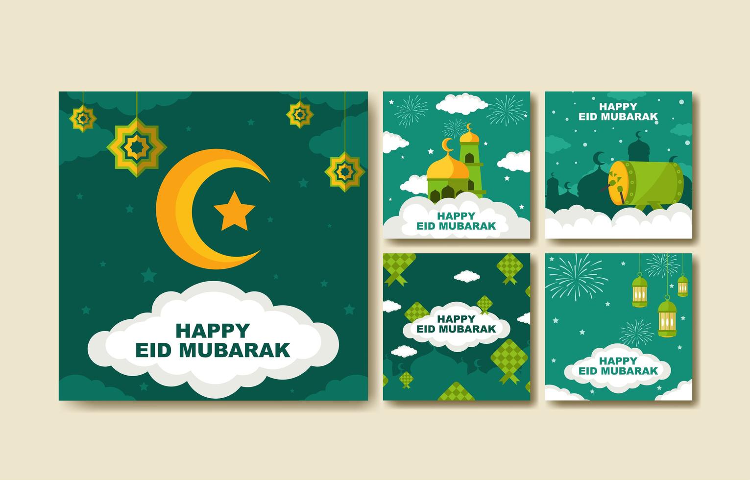 eid mubarak inlägg på sociala medier vektor