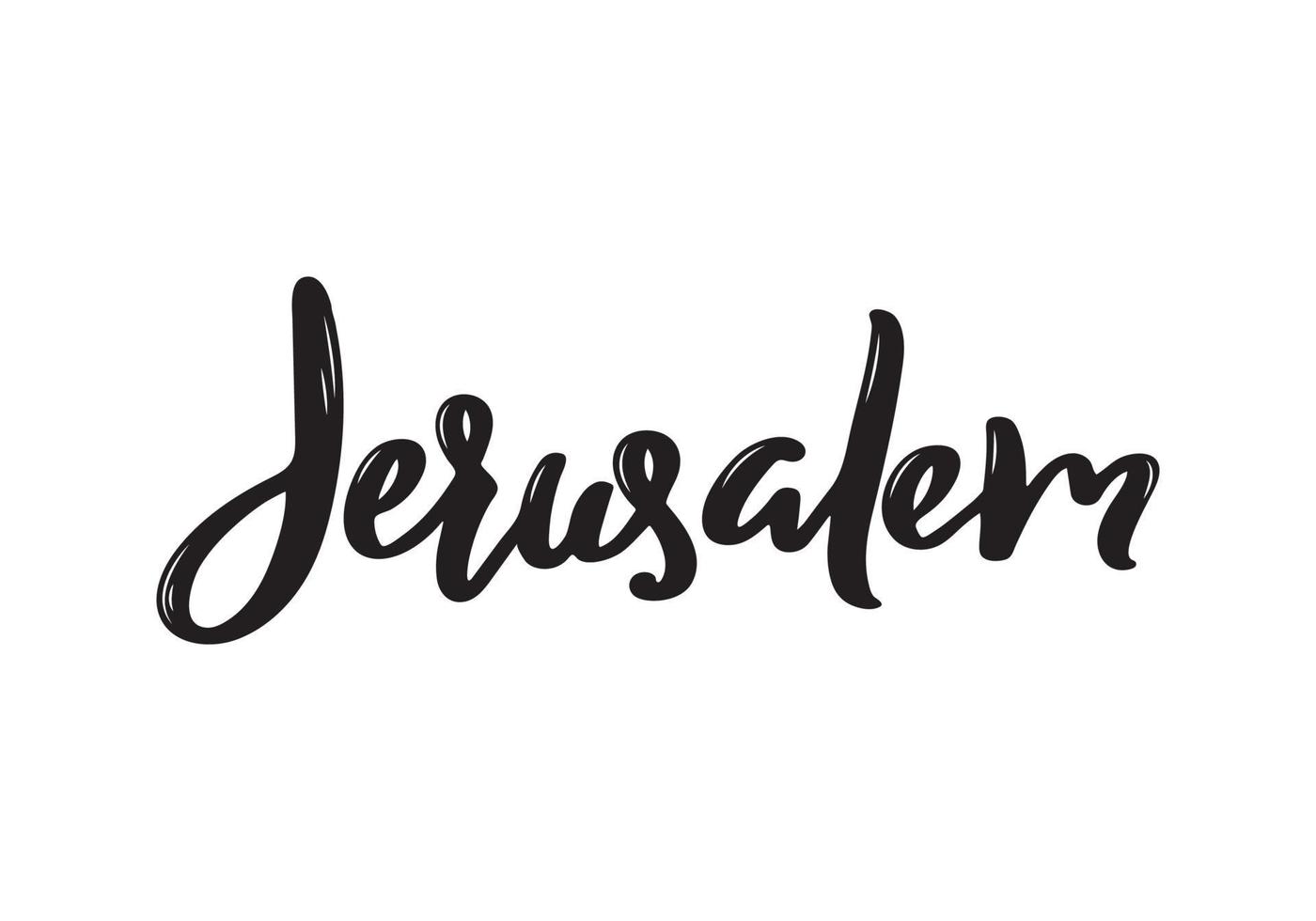 Jerusalem handschriftliche Kalligraphie. handgezeichnete Pinselschrift. vektor