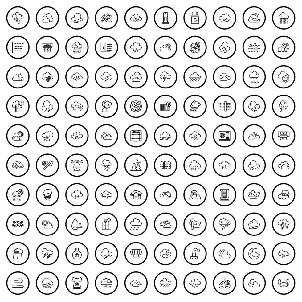 100 Luft Symbole Satz, Gliederung Stil vektor
