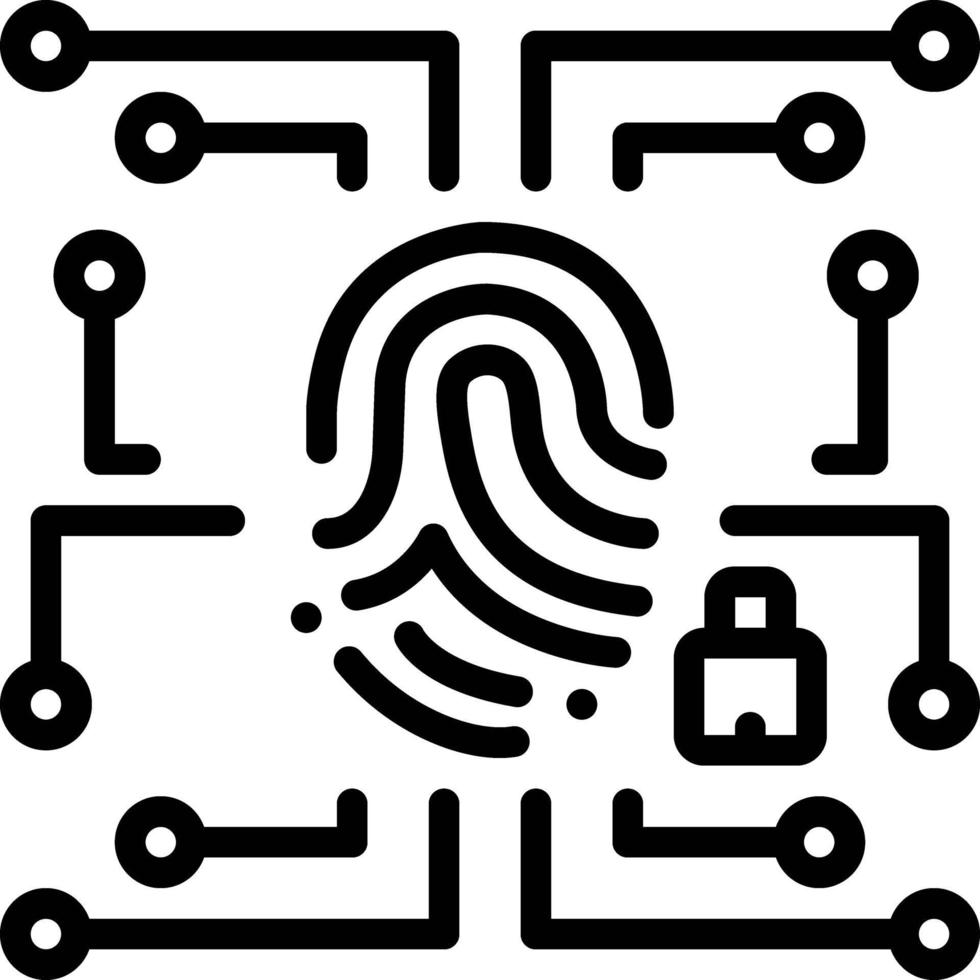 Liniensymbol für biometrische Datensicherheit vektor