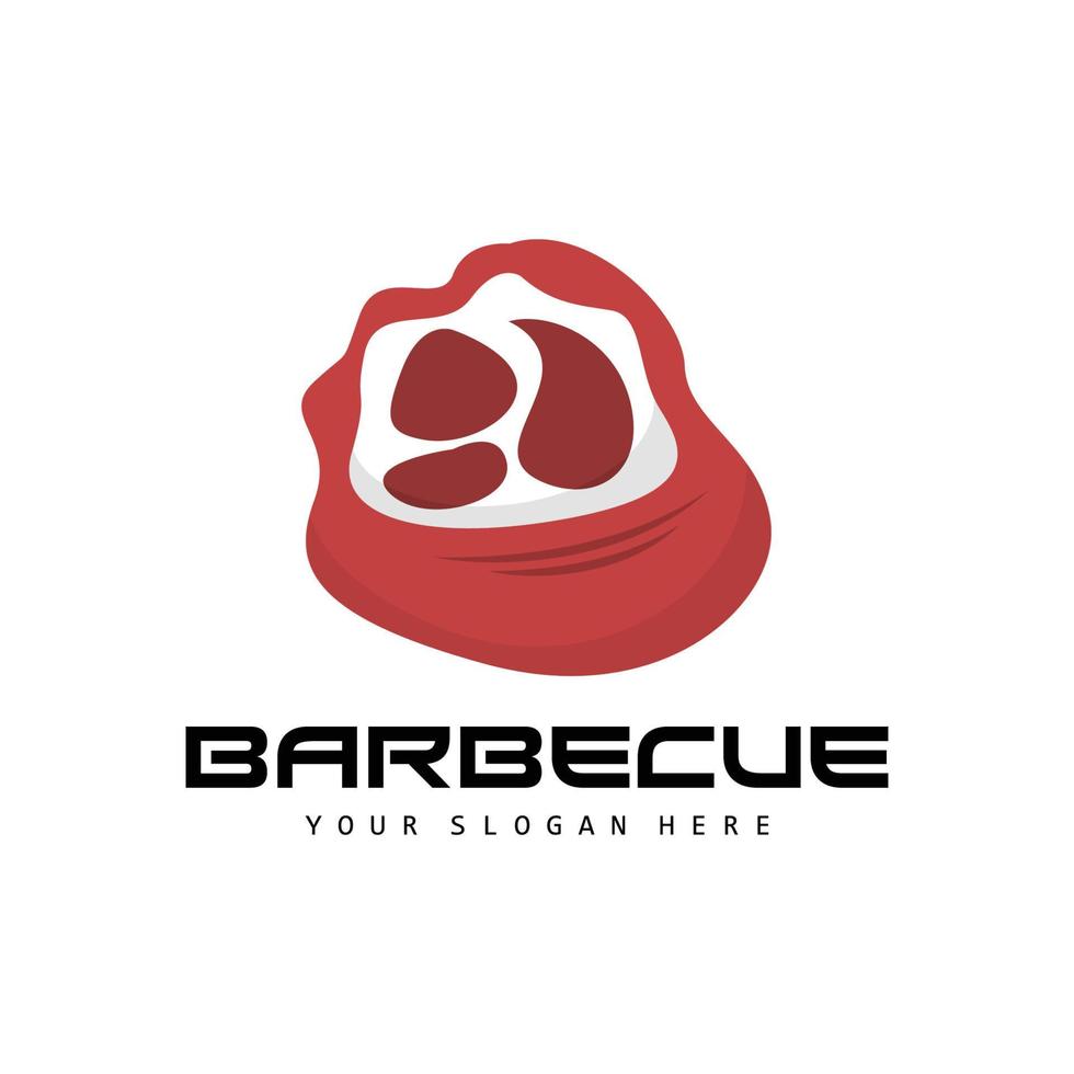 Fleisch Logo, geräuchert Rindfleisch Vektor, Grill Grill Baberque Logo Design und Metzger schneiden, Illustration Vorlage Symbol vektor