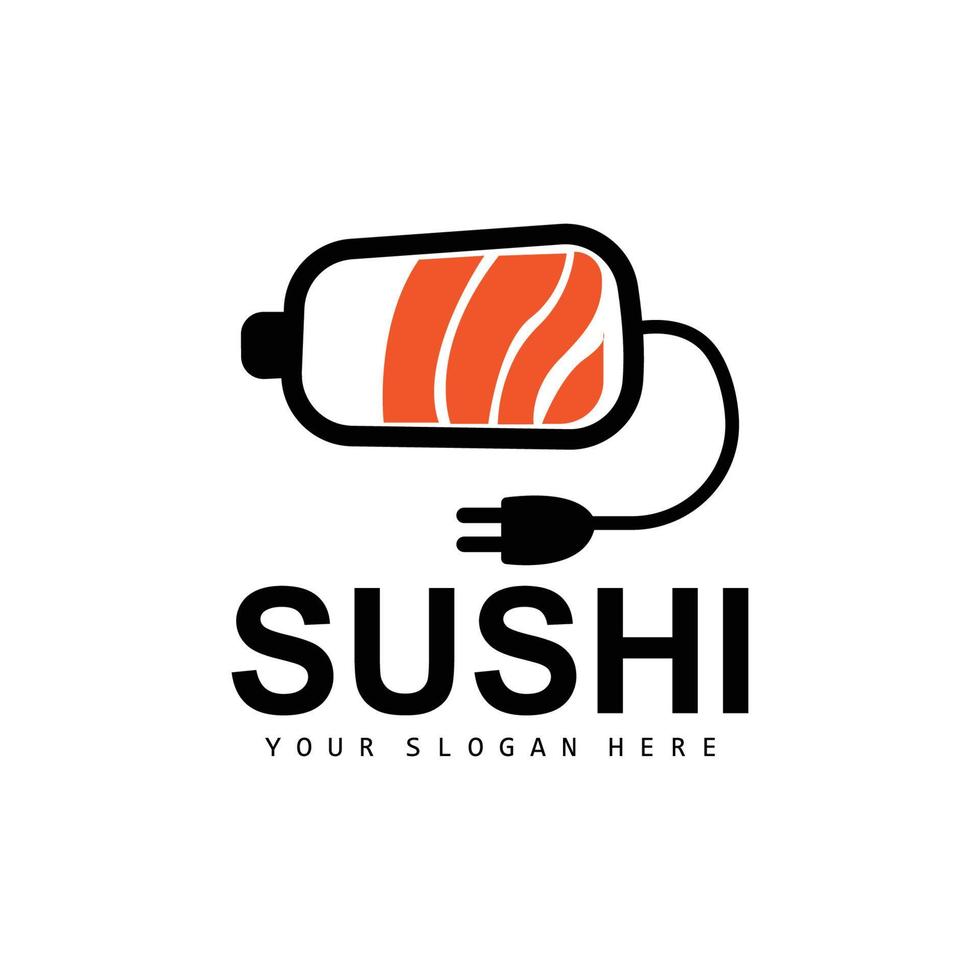 sushi logotyp, japansk mat sushi skaldjur vektor, japansk kök produkt varumärke design, mall ikon vektor