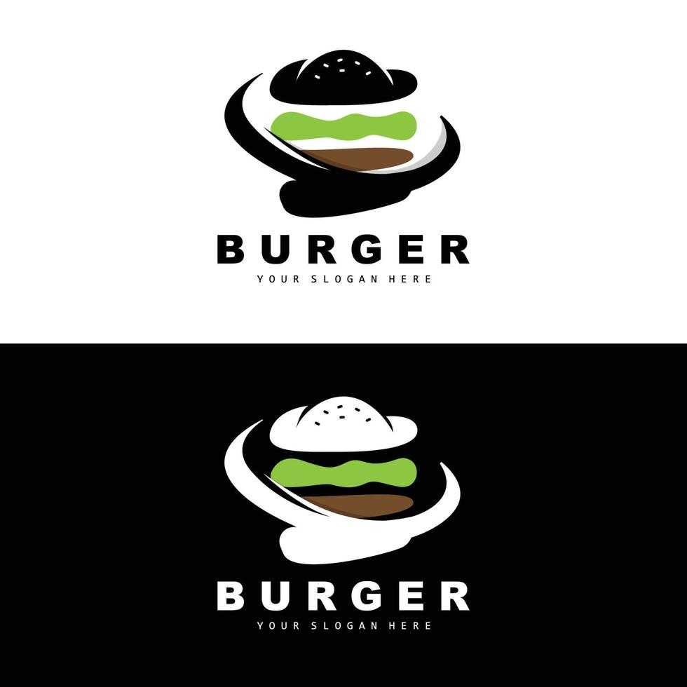 Burger Logo, schnell Essen Design, Brot und Gemüse Vektor, schnell Essen Restaurant Marke Symbol Illustration vektor