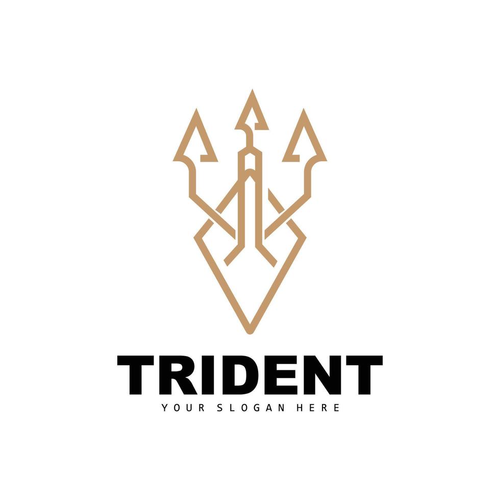 treudd logotyp, vektor magi spjut av poseidon neptunus, triton kung design, mall ikon varumärke illustration