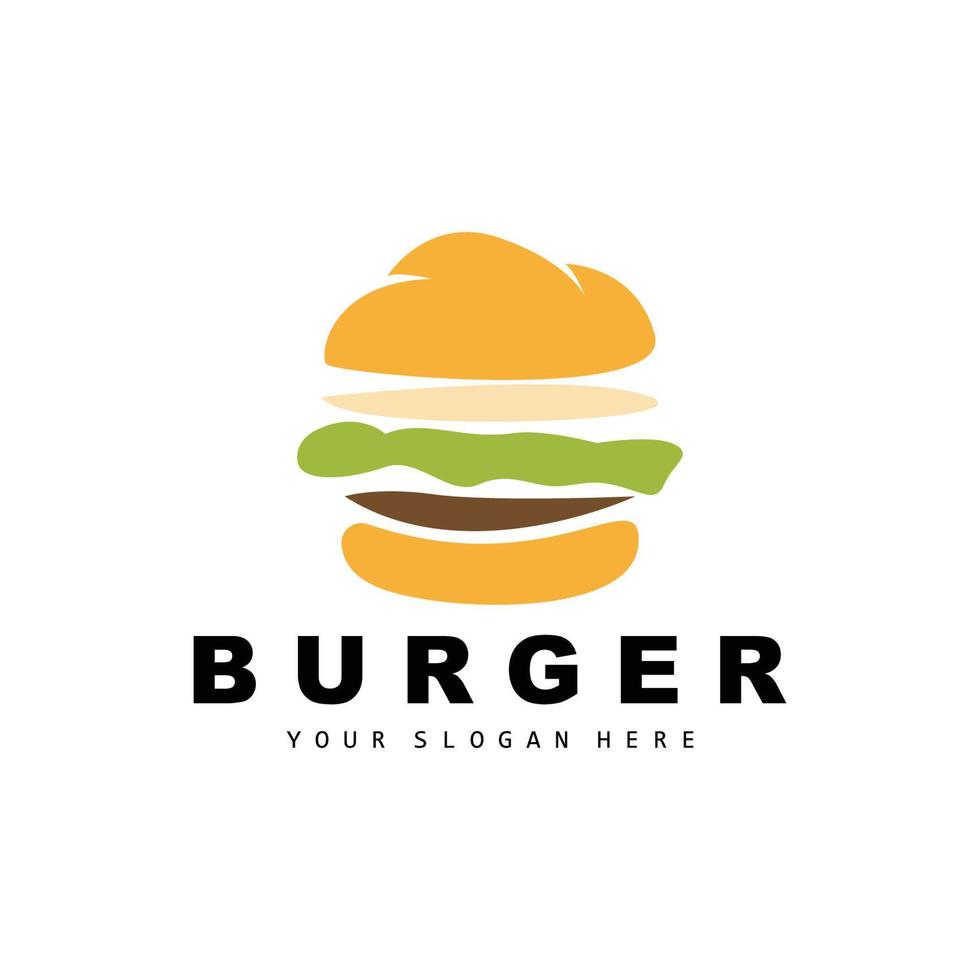 burger logotyp, snabb mat design, bröd och grönsaker vektor, snabb mat restaurang varumärke ikon illustration vektor