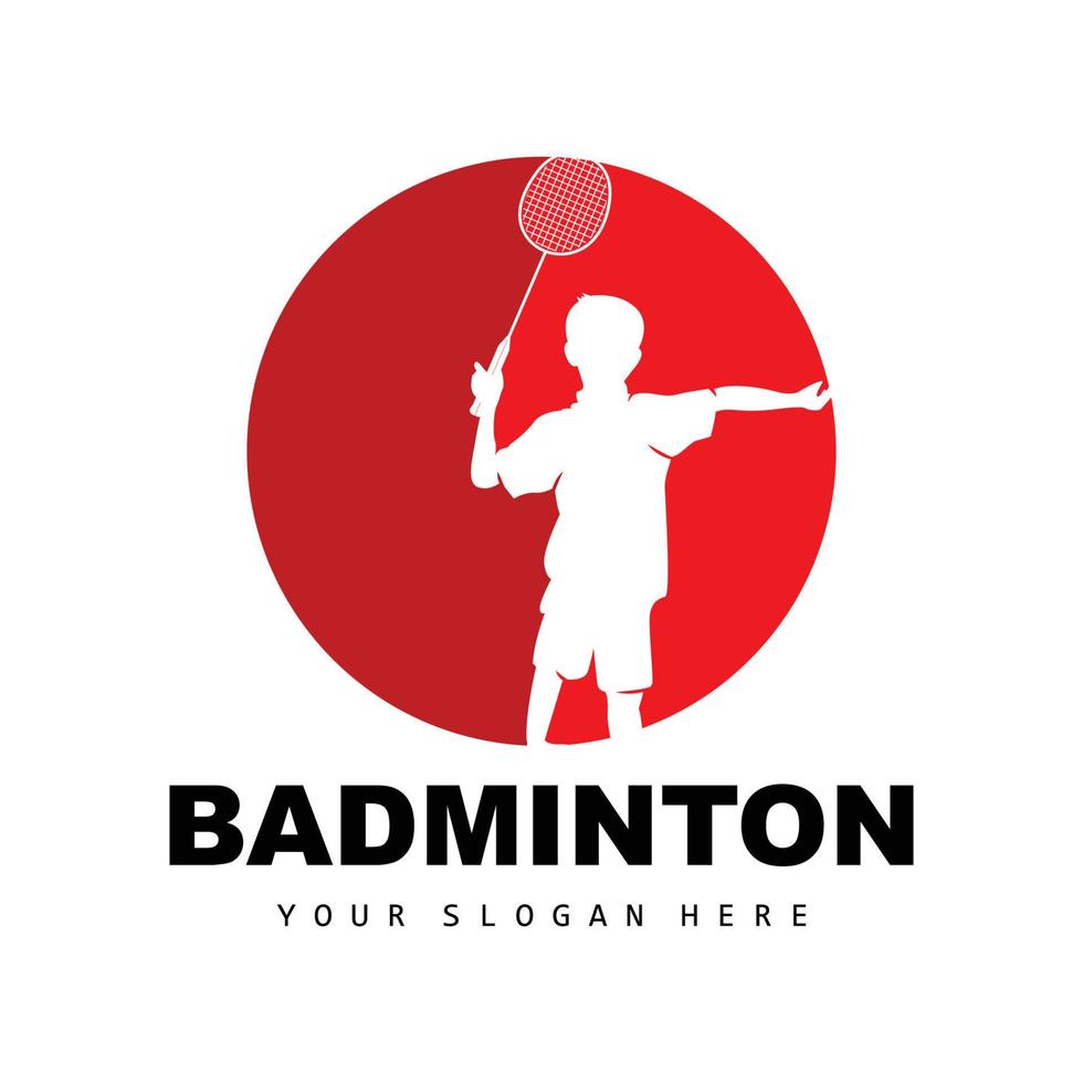 badminton logotyp, sport gren design, vektor abstrakt badminton spelare silhuett samling