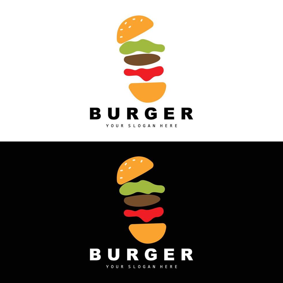 Burger Logo, schnell Essen Design, Brot und Gemüse Vektor, schnell Essen Restaurant Marke Symbol Illustration vektor