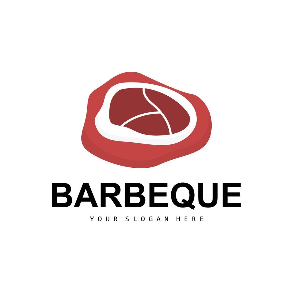 Fleisch Logo, geräuchert Rindfleisch Vektor, Grill Grill Baberque Logo Design und Metzger schneiden, Illustration Vorlage Symbol vektor