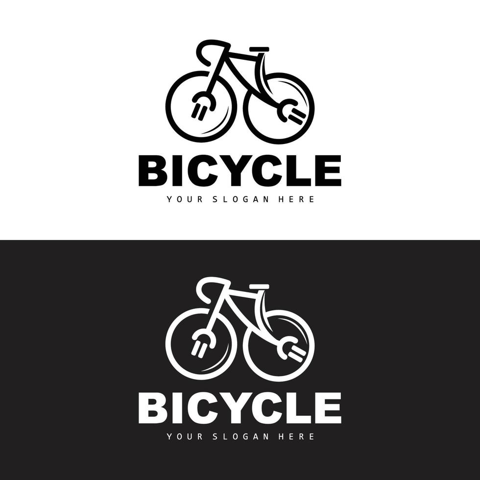 elektrisk cykel logotyp, fordon design, sport cykel vektor, cykel mall ikon illustration vektor