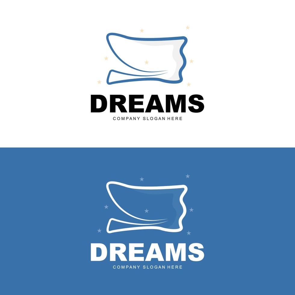 kudde logotyp, säng design, dröm och sovande mall ikon vektor