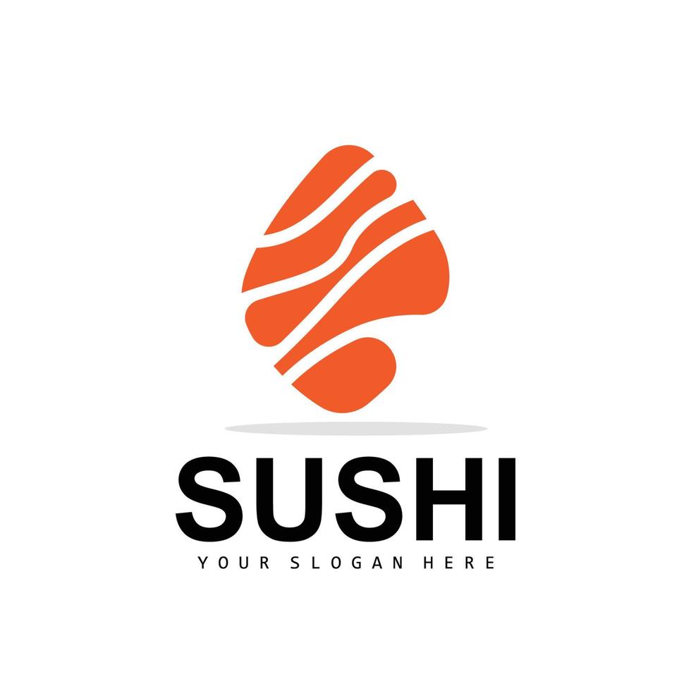 sushi logotyp, japansk mat sushi skaldjur vektor, japansk kök produkt varumärke design, mall ikon vektor