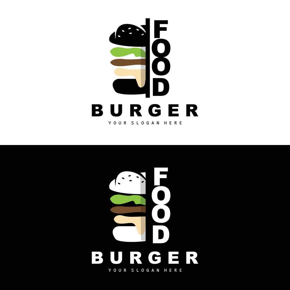 burger logotyp, snabb mat design, bröd och grönsaker vektor, snabb mat restaurang varumärke ikon illustration vektor