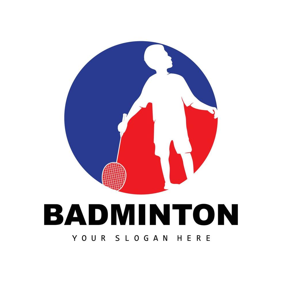 badminton logotyp, sport gren design, vektor abstrakt badminton spelare silhuett samling