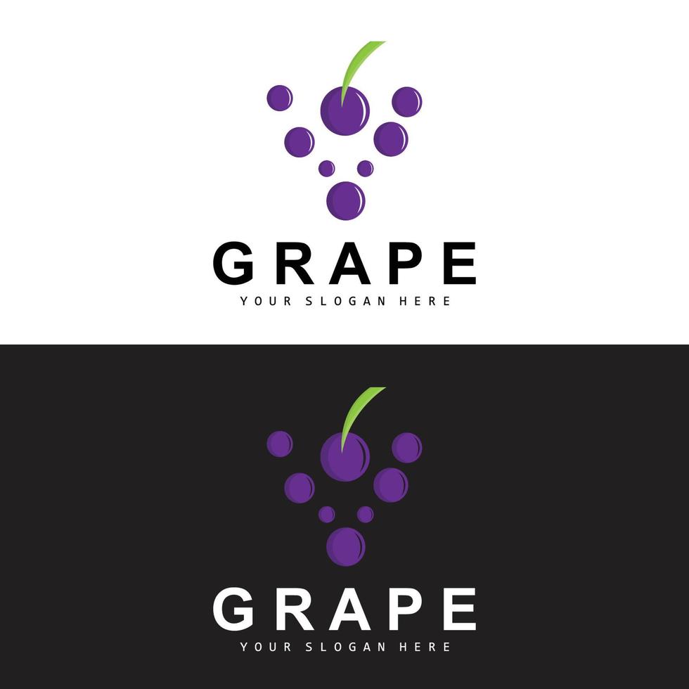 Traube Obst Logo, Kreis Stil Obst Design, Traube Bauernhof Vektor, Wein trinken, Natur Symbol, Illustration Vorlage vektor