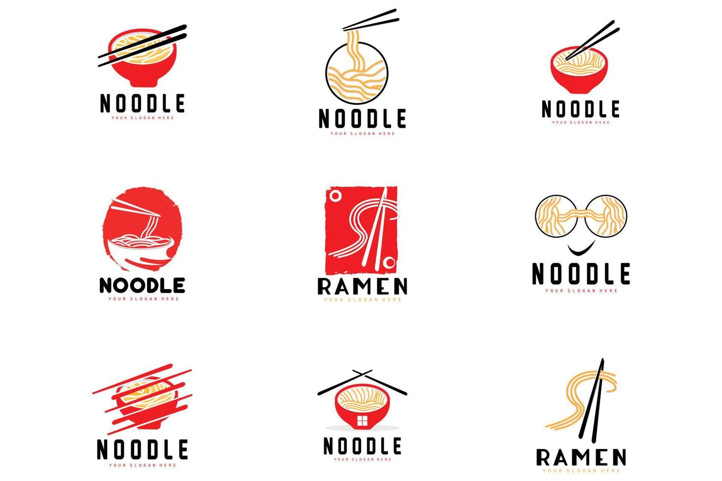 Nudel-Logo, Ramen-Vektor, chinesisches Essen, Markendesign von Fast-Food-Restaurants, Produktmarke, Café, Firmenlogo vektor