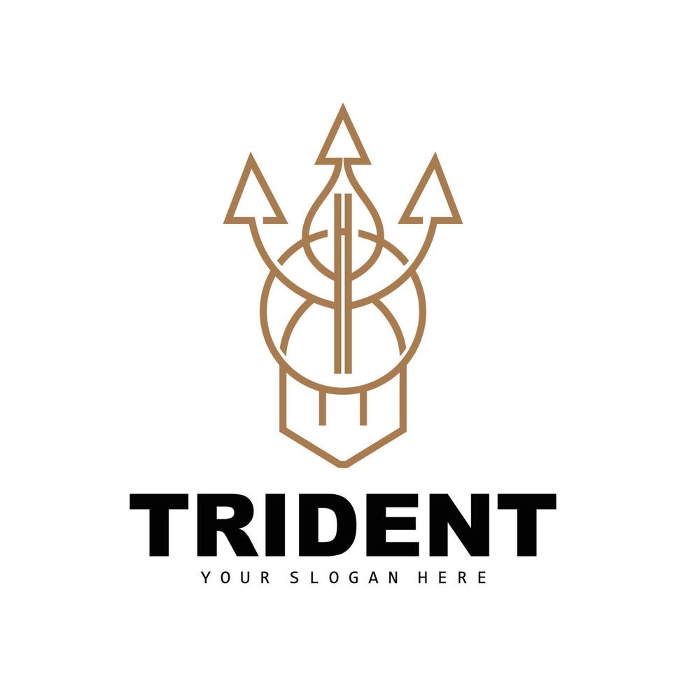 treudd logotyp, vektor magi spjut av poseidon neptunus, triton kung design, mall ikon varumärke illustration