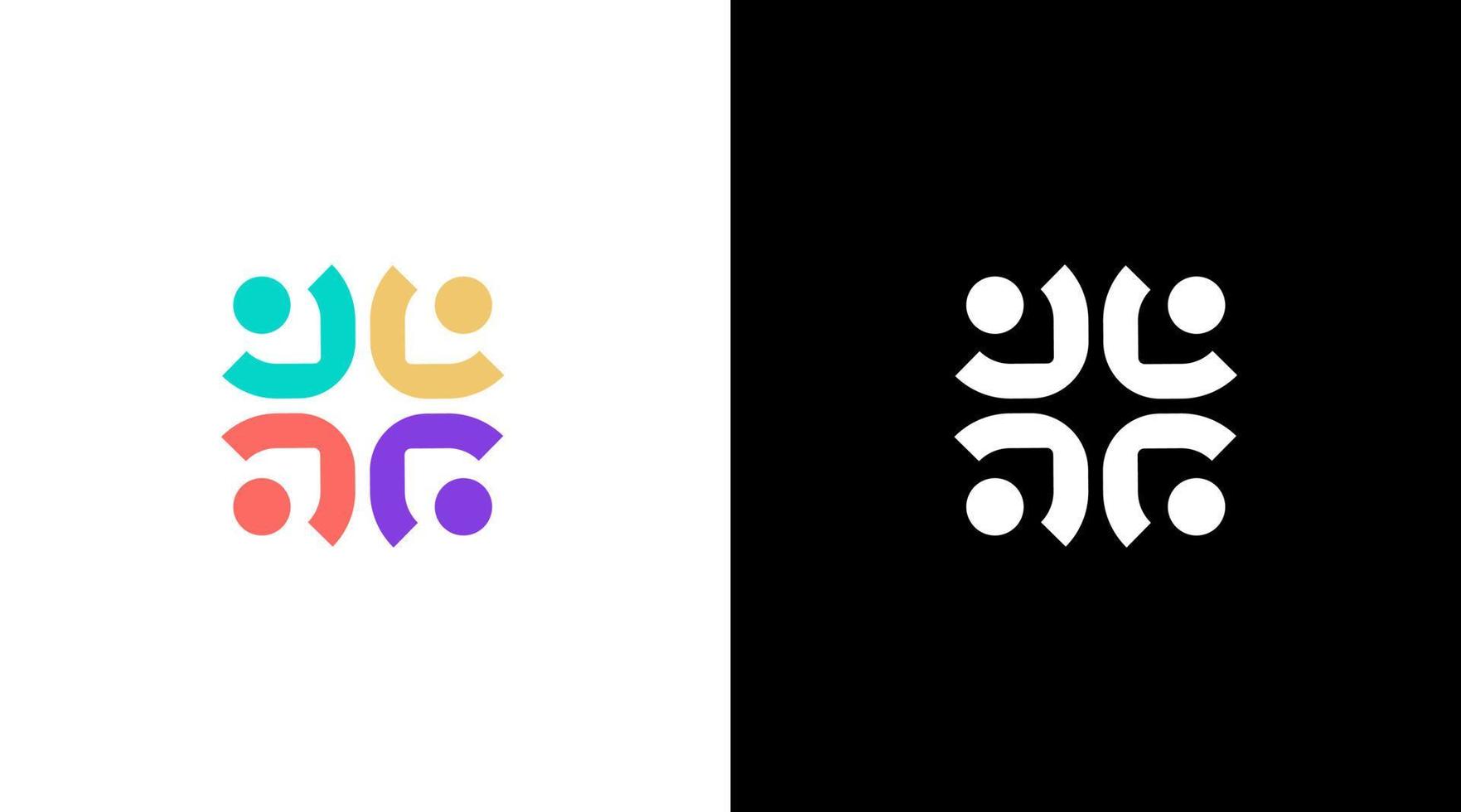 gemenskap lagarbete grupp logotyp färgrik monogram ikon design begrepp vektor