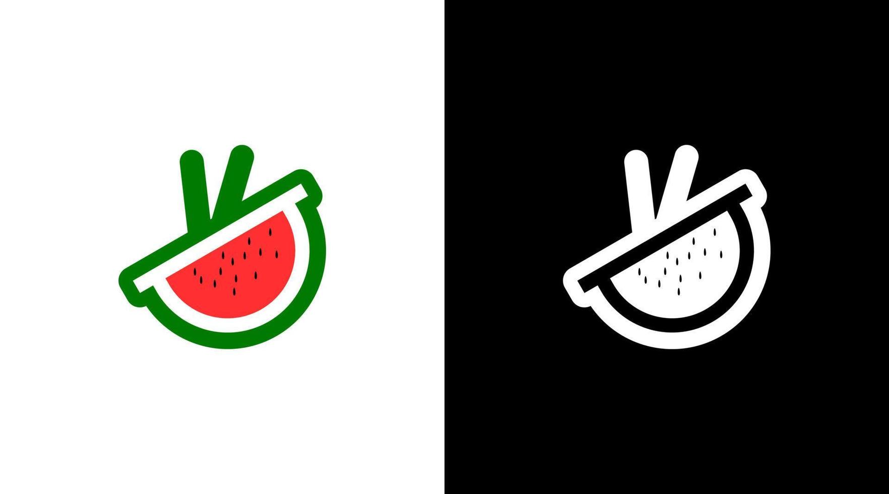 vattenmelon frukt logotyp och hink handla vagn ikon design vektor