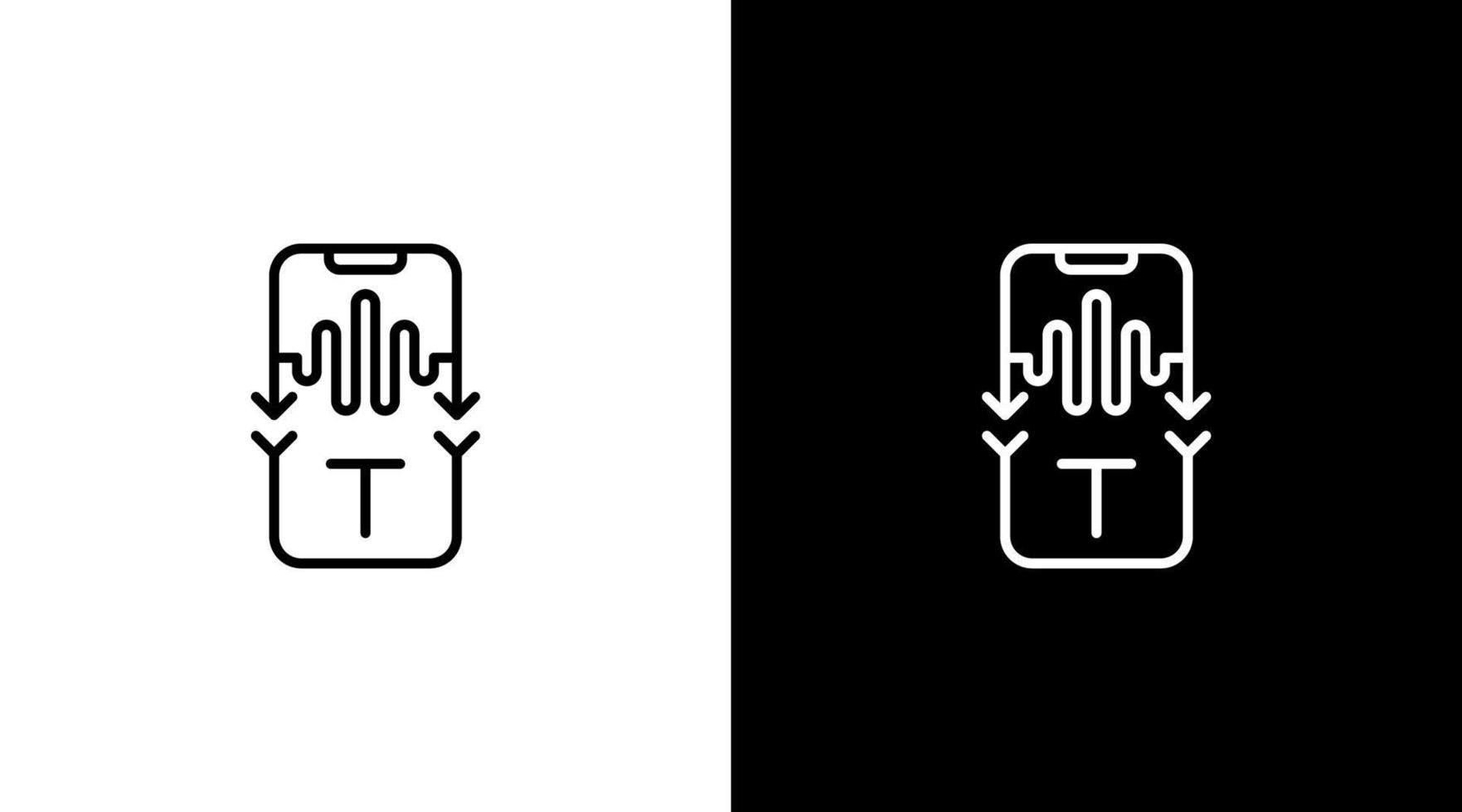 Smartphone Logo Stimme Konverter Text Audio- Klang Welle Technologie Gliederung Symbol Design vektor