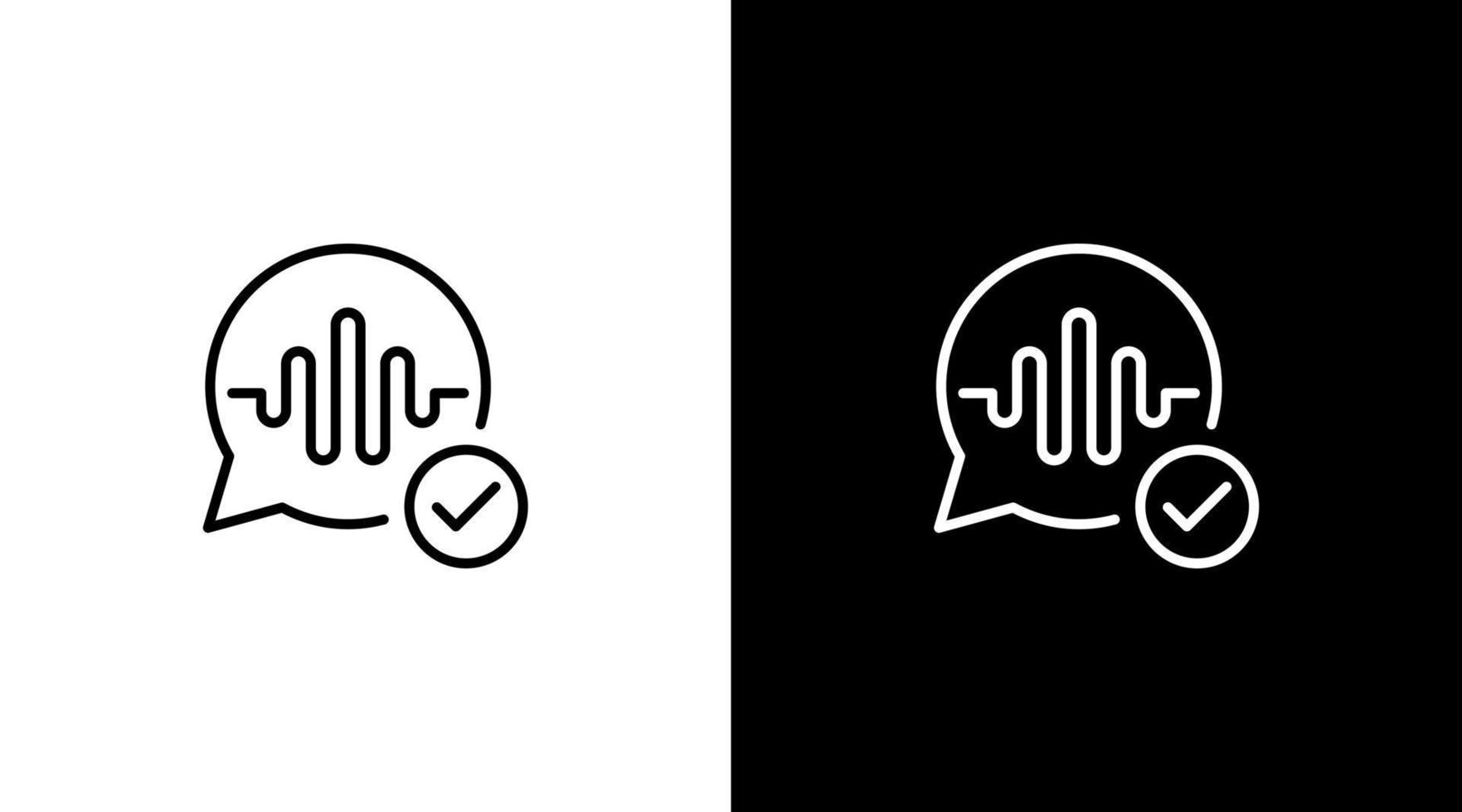 Stimme sich unterhalten akzeptieren Logo Blase Plaudern Audio- Klang Welle Technologie Gliederung Symbol Design vektor