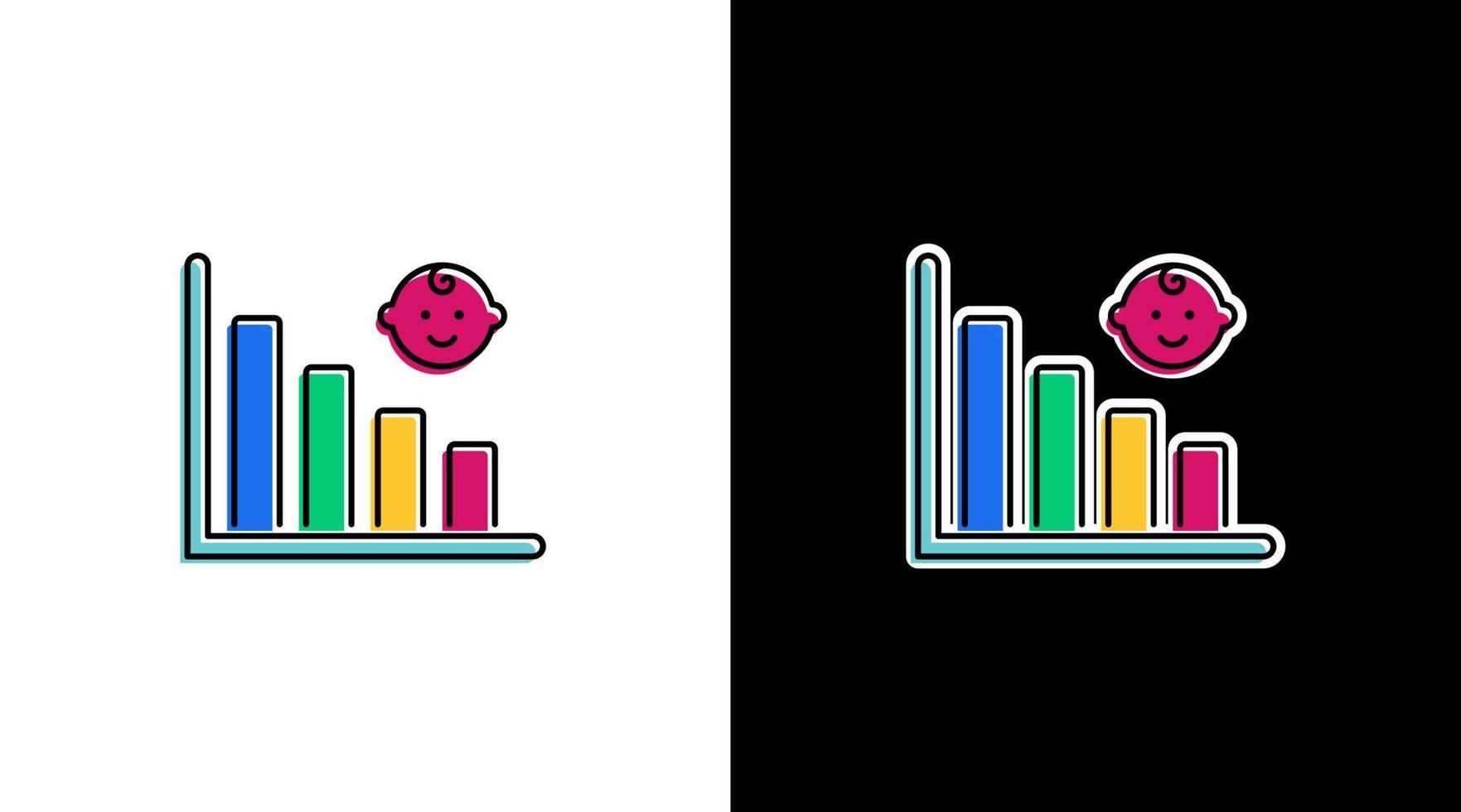 bebis födelse statistisk ner minska infographic data analys färgrik ikon Diagram bar procentsats vektor