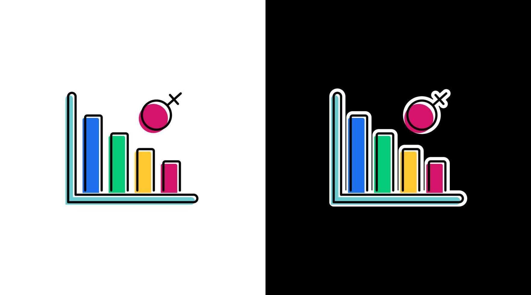 kvinna låg statistisk befolkning demografi data analys färgrik ikon design Diagram bar vektor